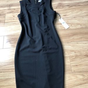 Calvin Klein black midi fitted dress
